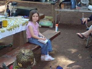Halle with one of her five books